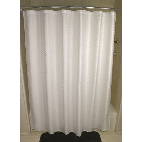 Satin Box Tone on Tone Polyester Shower Curtain, 72"x72", White